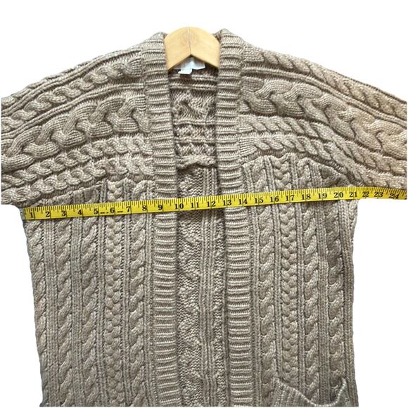 Michael Kors Women’s Cable Knit Cardigan Sweater Size M Khaki Tan Open Front - Picture 10 of 10